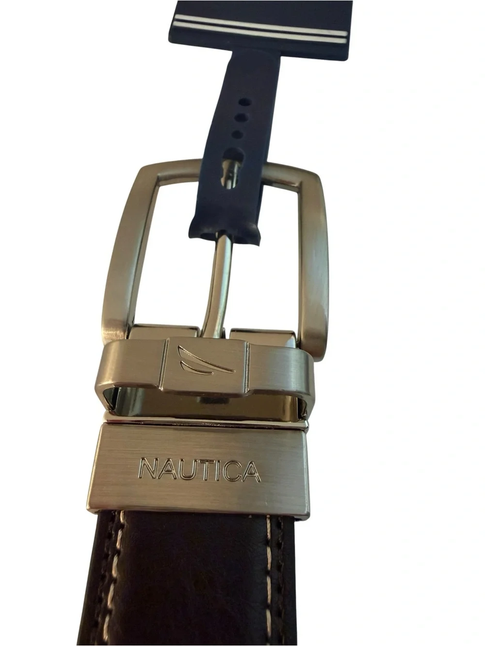 Nautica Reversible Leather Belt Brown and Black Silver Buckle Brand New Size 30